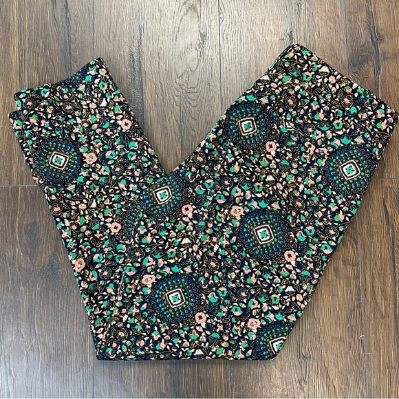 J. Crew Navy and Green Patterned Ankle Pant SZ 2 - Picture 1 of 5